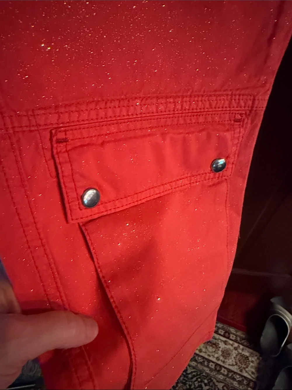 Liu Jo Red Metallic Sparkle Cargo Pants Women's Size 30 Utility Straight Leg